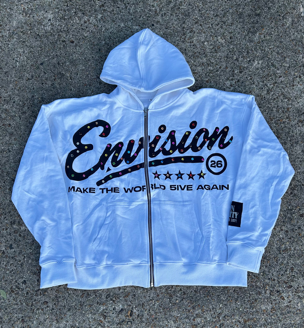 “MAKE THE WORLD 5IVE AGAIN” WHITE JACKET