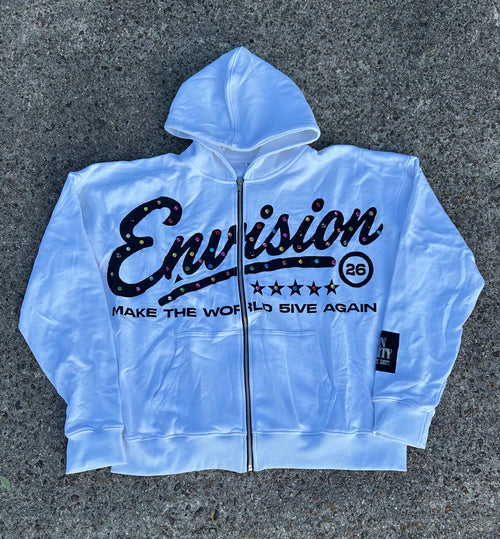 “MAKE THE WORLD 5IVE AGAIN” WHITE JACKET